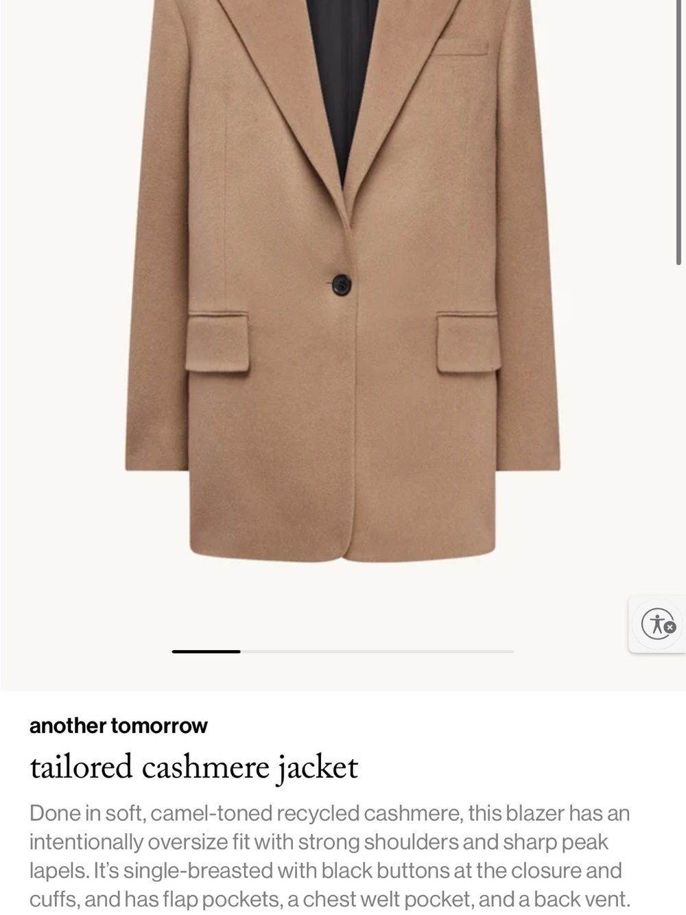Another Tomorrow Camel Tailored Cashmere Blazer